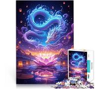 Puzzle per adulti 1000 pezzi Lotus e Dragon Le Puzzle con pezzi di forme casuali completamente incastrabili 26x38cm