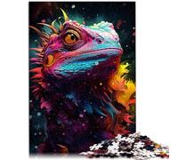 Puzzle per adulti 1000 pezzi lucertola colorata difficile e stimolante sfida per l'intelligenza del cervello giocattolo avvincente 26x38cm