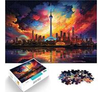 Puzzle per adulti, 1000 pezzi, luminoso, colorato città, giocattolo da gioco sofisticato, migliora la memoria, adatto per adolescenti dai 14 anni, 26 x 38 cm