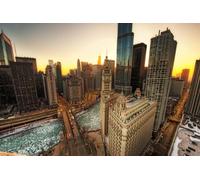 Puzzle per adulti 1000 pezzi lungo tramonto nella città di smeraldo Chicago Illinois foto famiglia divertente impegnativo vacanza puzzle regalo