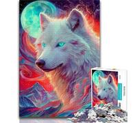 Puzzle per adulti 1000 pezzi Lupo bianco, aiuta il cervello a esercitare giocattoli avvincenti per coltivare la pazienza Decorazione perfetta 50x75cm