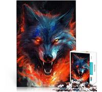 Puzzle per adulti 1000 pezzi Lupo di fuoco Giocattoli educativi di apprendimento Giochi in famiglia Staycation Uccidere il tempo per adolescenti dai 14 anni e oltre 26x38cm