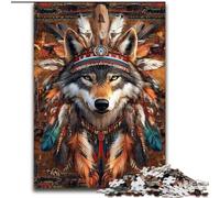 Puzzle per adulti 1000 pezzi Lupo indiano, aiuta il cervello a esercitare i giocattoli avvincenti per coltivare la pazienza e migliorare la memoria dimensioni 26x38cm