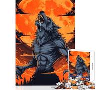 Puzzle per adulti 1000 pezzi Lupo mannaro che ulula alla luna Decorazione per la casa Giocattoli Regali di Babbo Natale segreto Giochi rilassanti Difficile da completare Dimensioni 38x52cm