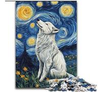 Puzzle per adulti 1000 pezzi Lupo sotto il cielo notturno, per bambini dai 14 anni in su, gioco educativo, sfida, regalo per compleanni (dimensioni 26x38cm)