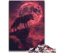 Puzzle per adulti 1000 pezzi Lupo sotto la luna di sangue Puzzle per adolescenti, antistress per trascorrere il tempo libero a casa Decorazione per la casa Giocattoli (26x38cm)