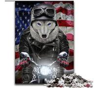 Puzzle per adulti 1000 pezzi Lupo su motocicletta Puzzle in cartone dimensioni 26x38cm Sfida mentale Regalo, attività educativa per adolescenti