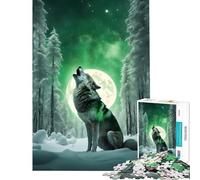 Puzzle per adulti 1000 pezzi Lupo Ululante Chiaro di Luna Puzzle da 1000 pezzi Decorazione per la casa Giocattolo Arte da parete Regalo di Natale Compleanno (50x75cm)