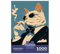 Puzzle Per Adulti 1000 Pezzi Mafia Cat Smoking Cigarette Puzzle Per Adulti Gioco Rompicapo Migliora La Memoria Riduce Lo Stress Regali 52x38cm/1000pcs
