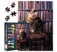Puzzle per adulti, 1000 pezzi, Maine Coon, Gatto Jigsaw Puzzle (70 x 50 cm), Animali e libreria, puzzle impegnativi per adulti, gioco di famiglia per uomini e donne (decorazione per la casa)