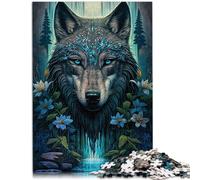 Puzzle per adulti 1000 pezzi Mandala Lupo nella giungla Giocattoli educativi di apprendimento Giochi per famiglie 14,96 "x 20,47" Migliora la memoria