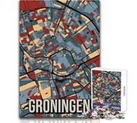 Puzzle per adulti 1000 pezzi Mappa della città di Groninga Gioco impossibile Decorazione per la casa Regalo per compleanni Dimensioni 38x26cm