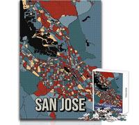 Puzzle per adulti, 1000 pezzi, mappa della città retrò di San Jose, gioco educativo per famiglie, decorazione perfetta, opera d'arte, regalo, dimensioni 50x75cm