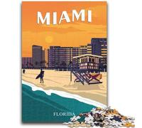 Puzzle per adulti 1000 pezzi MIAMI Florida USA Puzzle da viaggio per adolescenti, per ammazzare il tempo durante le vacanze a casa con pezzi completamente interconnessi di forma casuale (50x75cm)