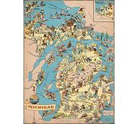 Puzzle per Adulti 1000 Pezzi Michigan Mappa in Legno Jigsaw Puzzle Giochi USA of State Puzzle Map Decorare