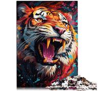 Puzzle per adulti, 1000 pezzi, misterioso dipinto a tigre, puzzle attività familiare, un'opera d'arte per adolescenti dai 14 anni in su, 26 x 38 cm