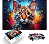 Puzzle per adulti 1000 pezzi misterioso lince colorata sofisticato gioco puzzle 26x38cm antistress sfida difficile
