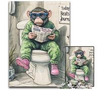 Puzzle per adulti 1000 pezzi Monkey Go Toilet, puzzle in legno, gioco rompicapo interattivo per famiglie, adatto dai 14 anni in su, 50x75CM/19,68x29,52 pollici.
