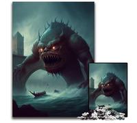 Puzzle per adulti 1000 pezzi Monster Invasion Puzzle in cartone Gioco per adulti Regalo Gioco interattivo per famiglie Sfida mentale Regalo 26X38CM/10,23x14,96 pollici