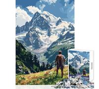 Puzzle per adulti 1000 pezzi Monte Bianco Francia Montagna Giocattoli antistress Ottimi regali e giocattoli Giochi educativi Interazione genitore-figlio Dimensioni 38x52cm