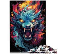 Puzzle per adulti, 1000 pezzi, mostri di drago difficili e impegnativi, con poster e quiz abbinati per adolescenti dai 14 anni in su, 26 x 38 cm