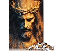 Puzzle per adulti, 1000 pezzi, motivo: astratto Gesù Cristo con corona di spine, puzzle quadrato in legno, per adulti, decorazione per la casa, 75 x 50 cm