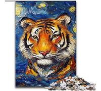 Puzzle per adulti, 1000 pezzi, motivo: cielo notturno con tigre, in legno, attività divertenti da fare a casa, regalo di compleanno, regali da viaggio, 1000 pezzi(50x75cm)