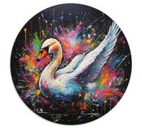 Puzzle per adulti, 1000 pezzi, motivo: cigno, graffiti, carta da pittura, puzzle rotondi, fai da te, decorazione, stimolante per il cervello, regali per le vacanze 67,5x67,5 cm