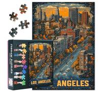 Puzzle per adulti, 1000 pezzi, motivo: città di Los Angeles, panorama urbano, centro città, paesaggio, tema, decorazione per la casa, 70 x 50 cm