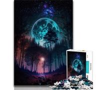 Puzzle per adulti 1000 pezzi motivo: foresta con luna piena regali per adulti giochi educativi decorazione per la casa collezione di artisti belle arti (50x75cm)