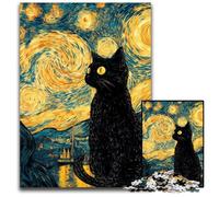 Puzzle per adulti 1000 pezzi, motivo: gatto con cielo notturno, antistress, per ammazzare il tempo in casa, un'opera d'arte per bambini dai 14 anni in su, 50x75cm