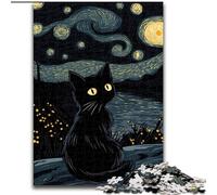 Puzzle per adulti, 1000 pezzi, motivo gatto nel cielo notturno, rompicapo stimolante per adolescenti, perfetto come decorazione per la casa o come regalo, 50x75cm