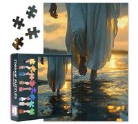 Puzzle per adulti, 1000 pezzi, motivo: Gesù camminare sull'acqua, decorazione da parete, divertente, sfidante, adatto per notti di gioco, giocattolo di famiglia, dimensioni completate, 70 x 50 cm