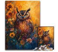 Puzzle per adulti 1000 pezzi, motivo: gufo e fiori, puzzle in legno, antistress, per trascorrere il tempo in casa, un'opera d'arte per bambini dai 14 anni in su, 50x75cm