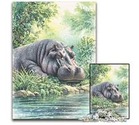 Puzzle per adulti, 1000 pezzi, motivo: ippopotamo della giungla, in cartone, per regali di decorazione per la casa, giocattolo stimolante per la famiglia, perfetto per le serate di gioco, 26x38cm