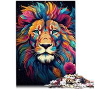 Puzzle per adulti, 1000 pezzi, motivo: leone colorato come regalo puzzle, 26 x 38 cm, rafforza l'amore tra coppie per adolescenti dai 14 anni in su