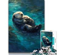 Puzzle per adulti, 1000 pezzi, motivo: lontra, difficile, arte a carboncino, per trascorrere il tempo libero, decorazione per la casa, 26x38cm