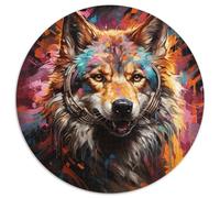 Puzzle per adulti 1000 pezzi, motivo: lupo, animale psichedelico. Sviluppa la coordinazione occhio-mano, perfetto come regalo di compleanno (67,5x67,5 cm).
