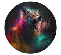 Puzzle per adulti 1000 pezzi, motivo: lupo fantasy, puzzle rotondi in carta, sfida per la mente, regalo, attività educativa per adolescenti (dimensioni 67,5x67,5 cm)