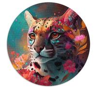 Puzzle per adulti, 1000 pezzi, motivo: Ocelot, puzzle rotondo, sviluppa la coordinazione occhio-mano, perfetto come regalo di compleanno (67,5x67,5 cm).