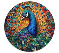 Puzzle per adulti 1000 pezzi, motivo pavone psichedelico, puzzle di carta rotondi, interazione familiare e regalo divertente, design astratto vibrante (67,5x67,5 cm)