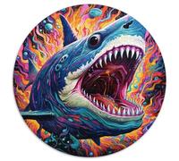 Puzzle per adulti 1000 pezzi, motivo: squalo, arte animale, puzzle rotondo da 1000 pezzi, ideale come decorazione fai da te e come regalo rompicapo (67,5x67,5cm)