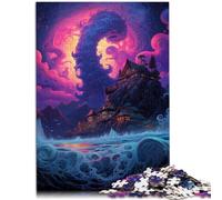 Puzzle per adulti, 1000 pezzi, motivo "Una notte d'estate al mare", 26 x 38 cm, con poster e quiz abbinati per adolescenti dai 14 anni in su