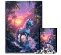 Puzzle per adulti 1000 pezzi, motivo: unicorno della giungla, in cartone, per regali di decorazione per la casa, giocattolo stimolante per la famiglia, perfetto per le serate di gioco, 26x38cm