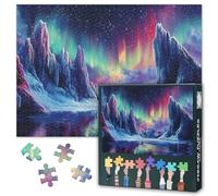 Puzzle per adulti 1000 pezzi mozzafiato Aurora Borealis sopra montagna paesaggio puzzle, impossibile impegnativo 1000 puzzle jigsaw puzzle, 50 x 70 cm