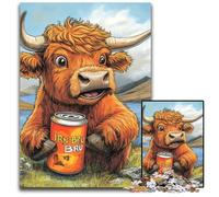 Puzzle per adulti 1000 pezzi Mucca delle Highlands che beve un drink Puzzle in legno difficile e impegnativo, ottimi regali e giocattoli per bambini dai 14 anni in su, 50x75cm