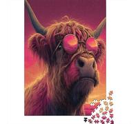 Puzzle Per Adulti 1000 Pezzi - Mucca delle Highlands pop art Difficile | Gioco Relax Anti-Stress Con Stampa Nitida | Decorazione Unica Per Appassionati 52x38cm/1000pcs