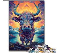 Puzzle per adulti 1000 pezzi Mucca sulla montagna Natura in legno, per adolescenti dai 14 anni in su, decorazione per la casa 50x75cm, decorazione artistica fai da te, regalo di compleanno perfetto