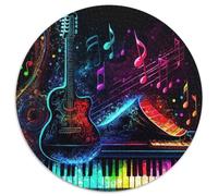 Puzzle per adulti 1000 pezzi Musica dal vivo Neon Puzzle rotondo 1000 pezzi Regali Attività per adulti e famiglie, regalo di arredamento fai da te 67,5x67,5 cm
