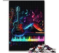 Puzzle per adulti, 1000 pezzi, musica dal vivo, puzzle al neon, in cartone, regalo di Natale, ideale per ufficio, camera da letto, soggiorno, 1000 pezzi(26x38cm)